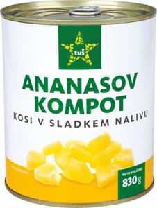 Kompot Tuš, ananas, kosi, 830 g