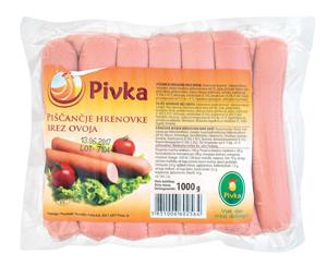 Piščančje hrenovke, brez ovoja, Izbrana kakovost, Pivka, 1 kg