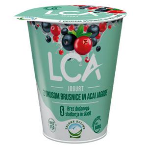 Jogurt LCA z okusom brusnica in acai jagode, brez dodanega sladkorja in sladil, 150 g