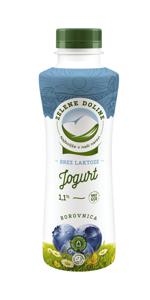 Jogurt tekoči Zelene Doline, brez laktoze, borovnica, 1,1 % m.m., 500 g
