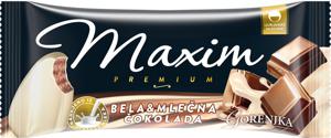 Sladoled Maxim, bela in mlečna čokolada, 100 ml