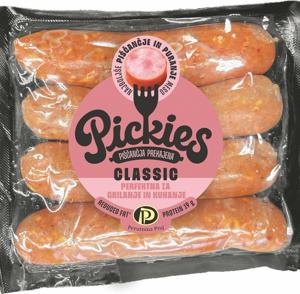 Klobasa Pickies, piščančja prekajena, Classic, 210 g