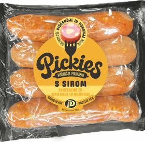 Klobasa Pickies, piščančja prekajena, sir, 210 g