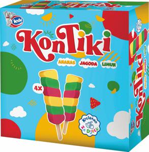 Desert Kontiki, jagoda, ananas, limona, palčka, 4 X 70 ml