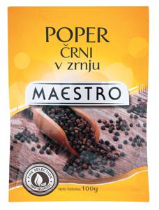 POPER ČRNI V ZRNJU, MAESTRO, 100G