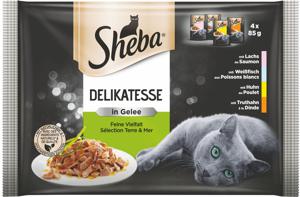 Sheba Pouch delikatesse, mešani izbor, 4x85g