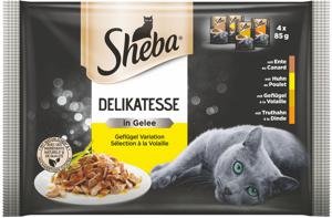 Sheba Pouch delikatesse, perutnina, 4 x 85 g