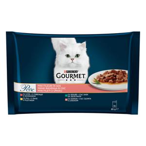 Gourmet Perle, govedina,piščanec,zajec,losos, 4x85g