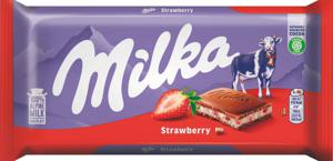 Čokolada mlečna Milka, jagoda in jogurt, 100 g