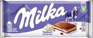 Mlečna čokolada Milka, s polnilom iz jogurta, 100 g