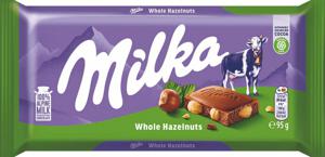 Mlečna čokolada Milka, celi lešniki, 95 g