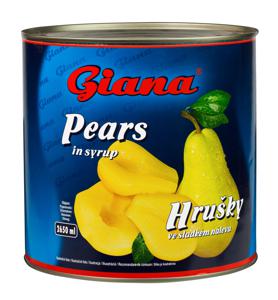 Kompot hruška Giana, polovice v sirupu, 2,5 kg