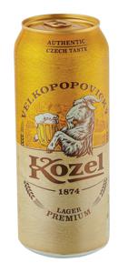 Pivo Kozel svetlo premium lager, pločevinka, alk 4,6 vol %, 0,5 l