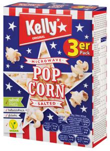 Pokovka Kelly's, soljena, za mikrovalovno pečico, 3 x 90 g