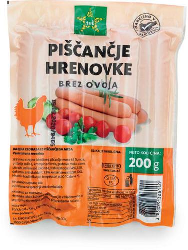 hrenovke tuš, piščančje