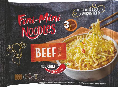 testenine instant fini mini, noodles, z okusom govedine