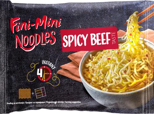 testenine instant fini mini, noodles, spicy beef