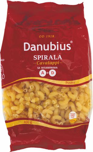 pasta danubius, a spirale, arricchita con vitamine, senza uova