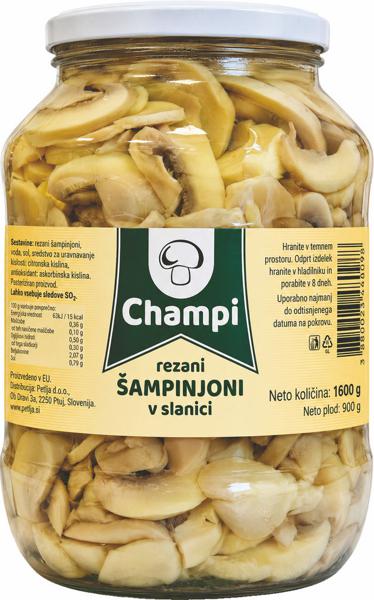 Slika produkta Šampinjoni Champi, rezani v slanici, 1,6 kg