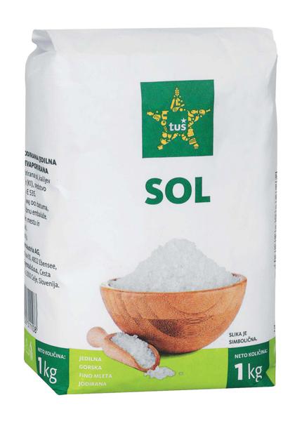 Slika produkta Sol Tuš, fino mleta, jodirana, evaporirana, 1 kg