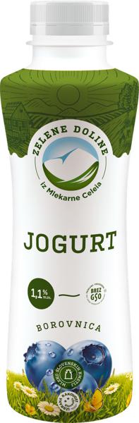 Slika produkta Jogurt Zelene Doline, tekoči, borovnica, 1,1 % m.m., 500 g